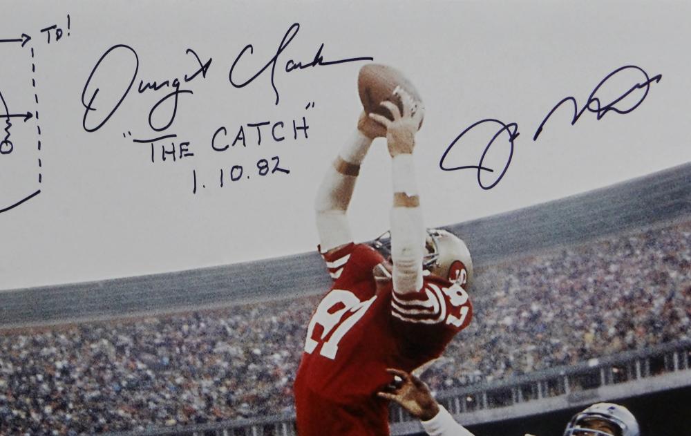 Joe Montana & Dwight Clark Signed 49ers The Catch Jersey (Beckett COA)