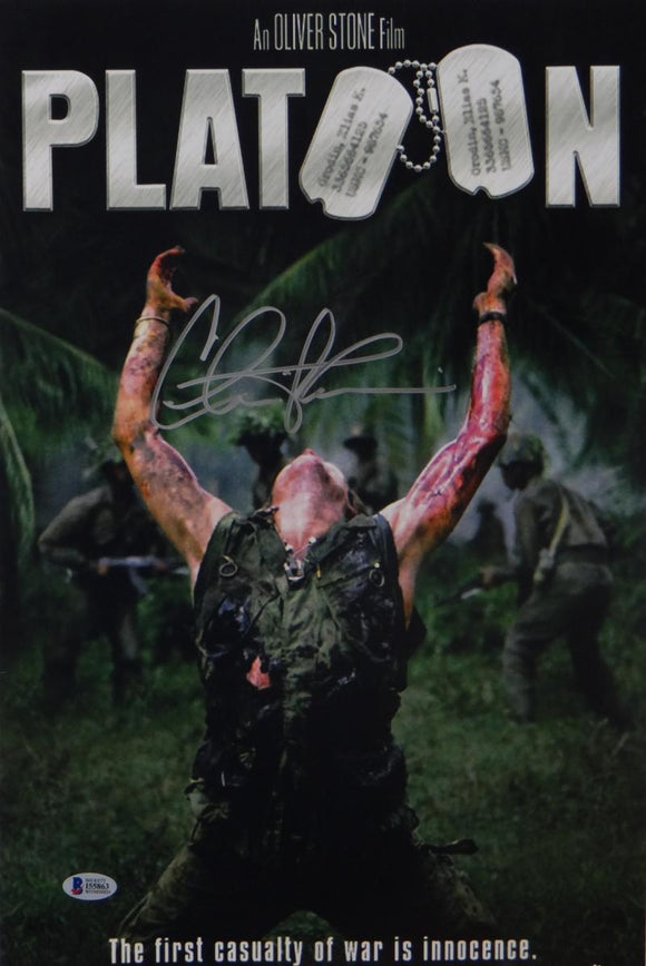 Charlie Sheen Signed 12x18 Platoon Movie Poster Photo- Beckett Authentication