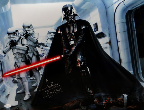 David Prowse Signed Star Wars 16x20 Darth Vader W/ Stormtroopers Photo- JSA Auth *Silver L