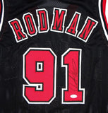 Dennis Rodman Autographed Black Jersey- JSA Witness Authenticated