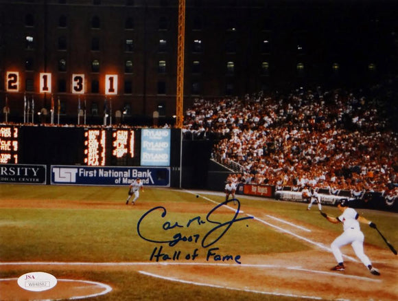 Cal Ripken Jr Autographed HOF Orioles 8x10 Scoreboard Photo- JSA W Auth *Blue