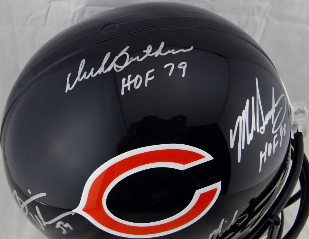 Butkus, Singletary & Urlacher Autographed Bears Full Size Helmet Inscribed  Monster of the Midway