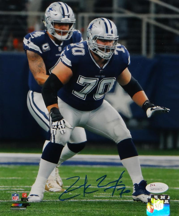 Zack Martin Autographed Cowboys 8x10 In Stance PF Photo- JSA W Auth *Blue