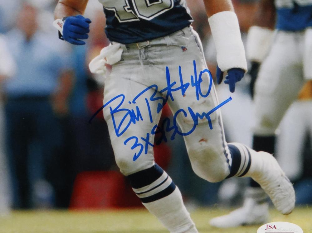 Framed Dallas Cowboys Bill Bates Autographed Signed Inscribed Jersey Jsa Coa