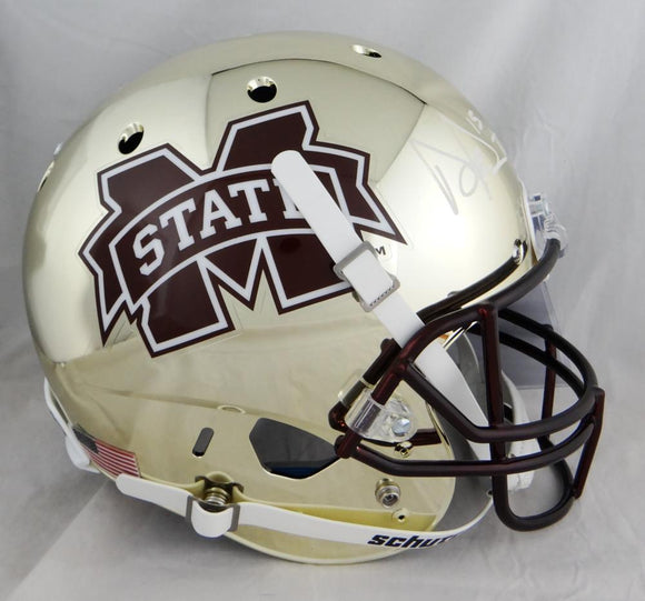 Dak Prescott Autographed Mississippi State Gold Full Size Helmet- JSA W Auth *White