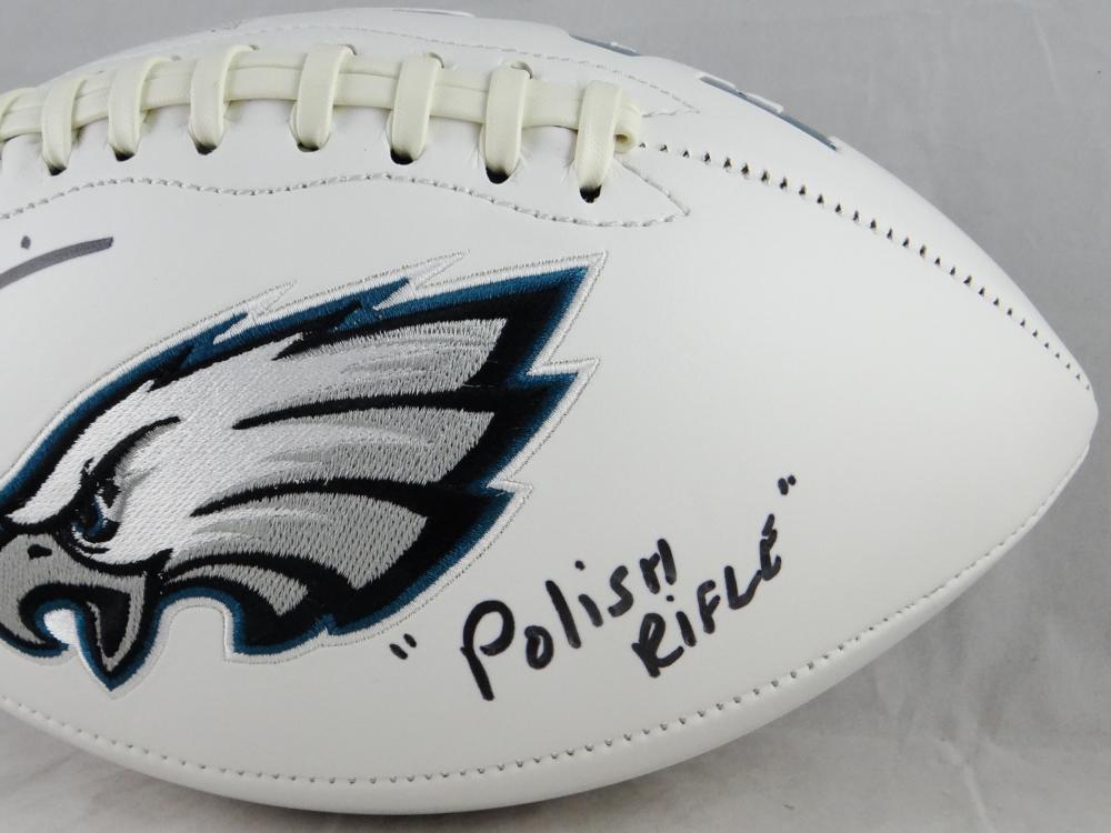 Ron Jaworski Autographed Eagles Logo Football w/ Polish Rifle- JSA