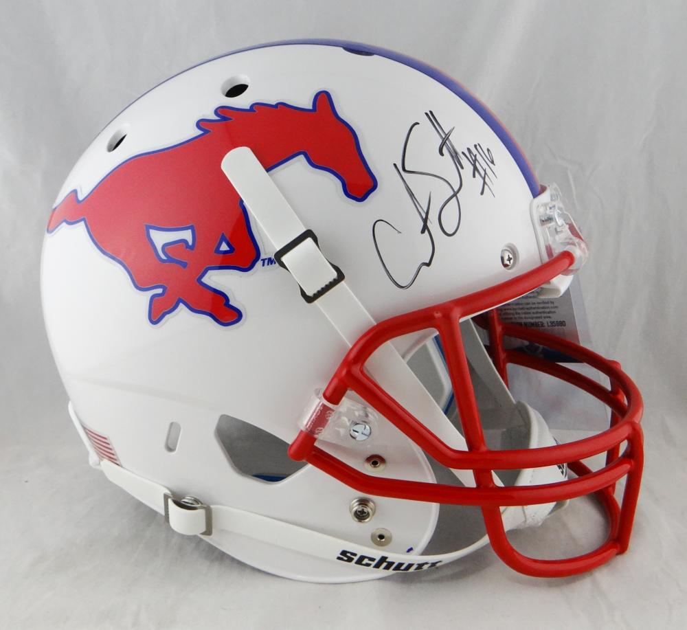 Courtland Sutton Autographed SMU White F/S Schutt Helmet - Beckett Aut –  The Jersey Source