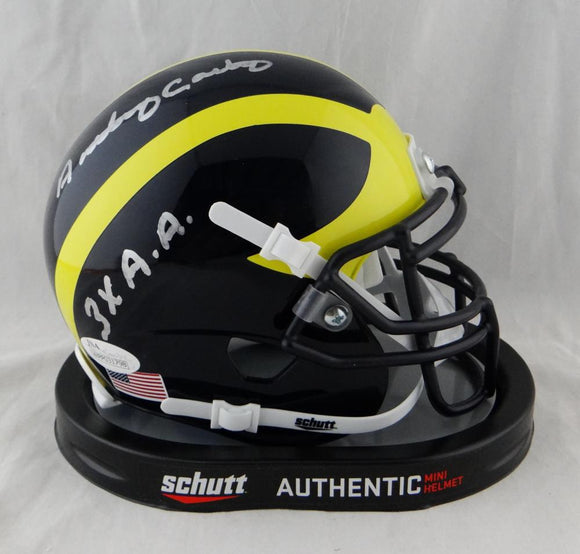 Anthony Carter Autographed Michigan Schutt Mini Helmet w/ 3x AA- JSA W Auth *Silver