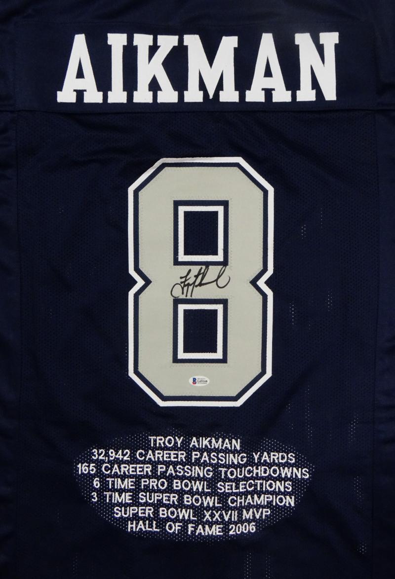 Troy Aikman Autographed Blue Pro Style STAT Jersey- Beckett W Auth *8 – The  Jersey Source