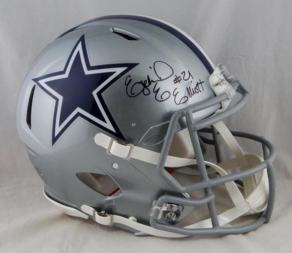 Ezekiel Elliott Signed Cowboys F/S Speed Authentic Helmet- Beckett Auth *Black Image 1