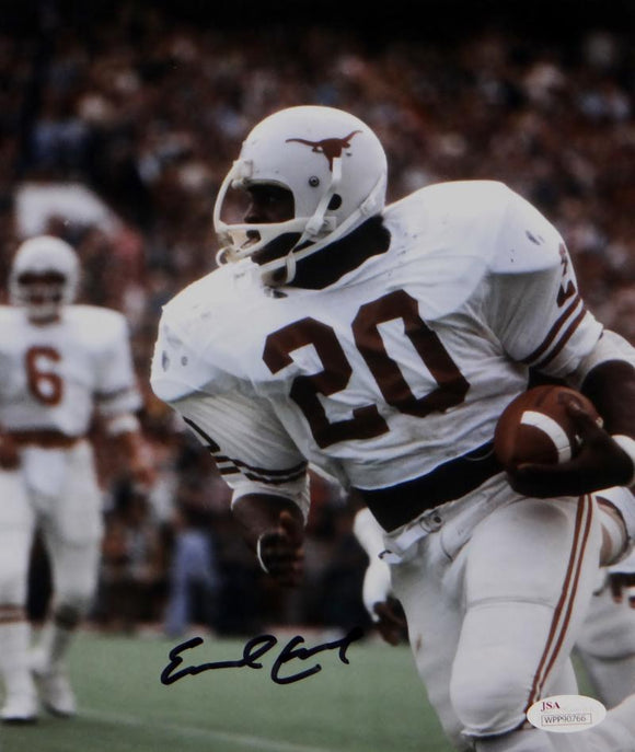 Earl Campbell Autographed Texas Longhorns 8x10 White Jersey Photo- JSA W Auth *Blk
