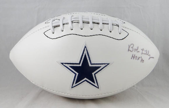 Bob Lilly Autographed Dallas Cowboys Logo Football W/ HOF- JSA W Authenticated