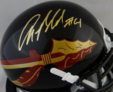 Anquan Boldin Autographed FL State Black Schutt Mini Helmet - JSA W Auth *Gold