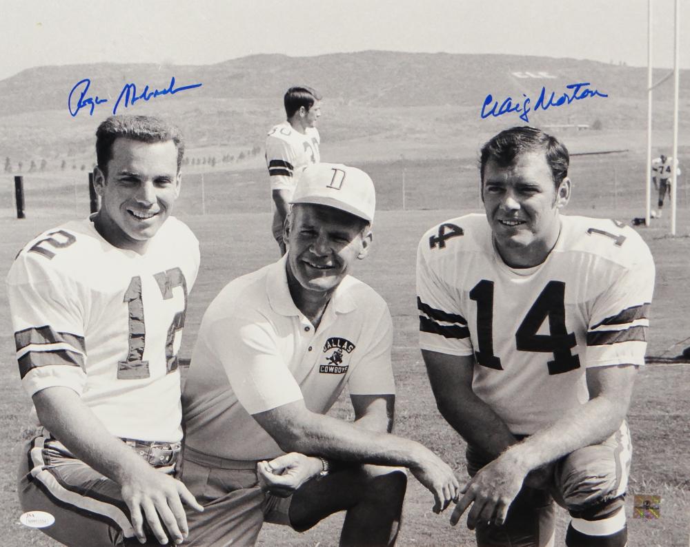 Roger Staubach Craig Morton Signed Dallas Cowboys 16x20 Photo BW Kneel –  The Jersey Source