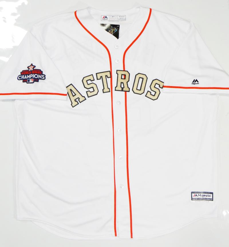 Houston Astros 2017 MLB World Series Champs Autographed Majestic World  Series White Authentic Jersey with 7 Signatures and Multiple Inscriptions -  #17 In a L. E. of 17