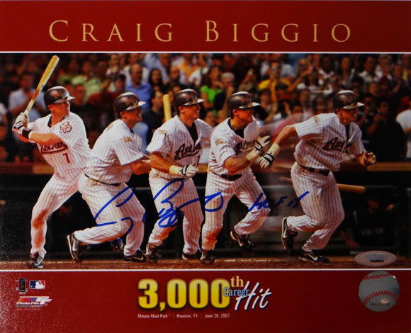 Craig Biggio Autographed Houston Astros 8x10 PF Photo 3000th Hit  w/ HOF- Tristar Auth *Blue