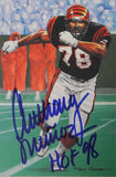 Anthony Munoz Autographed Cincinnati Bengals Goal Line Art Card W/ HOF- JSA W Auth *Blue