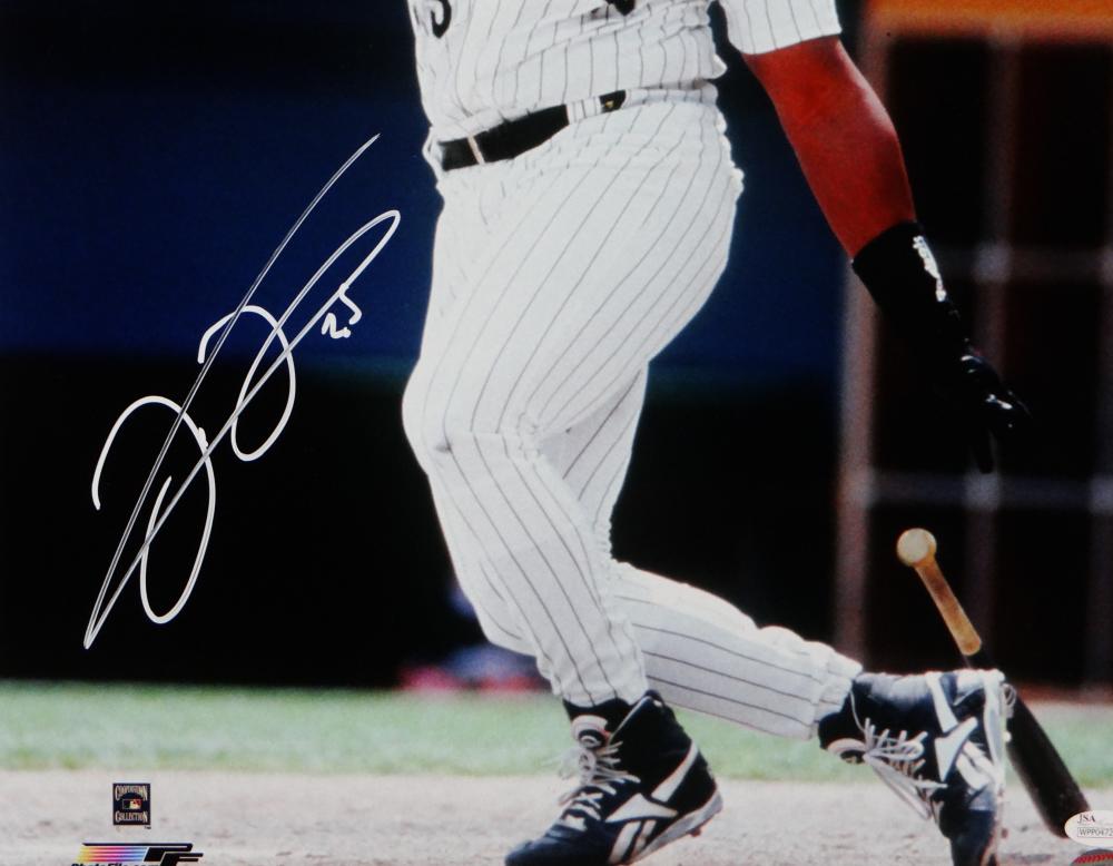 Autographed/Signed Frank Thomas Chicago Grey Baseball Jersey JSA