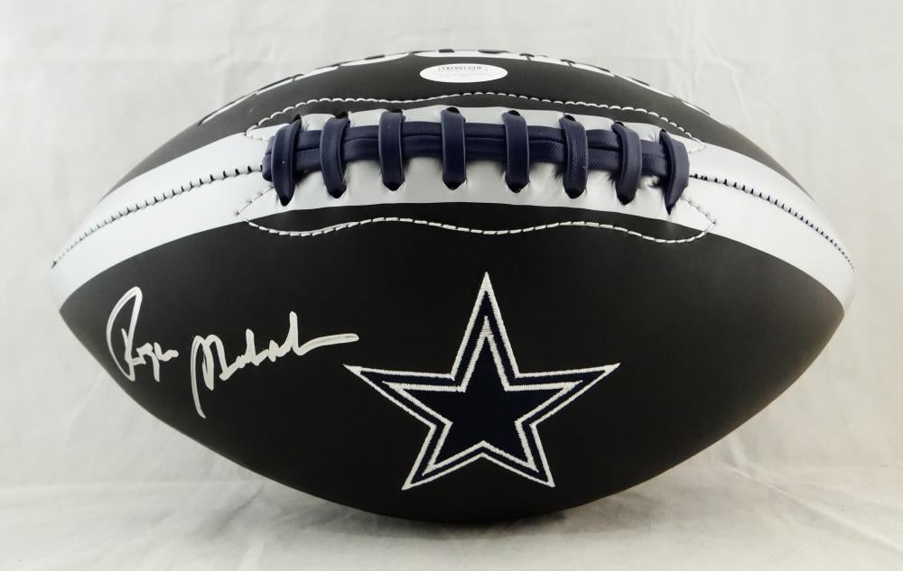 Roger Staubach Autographed Dallas Cowboys Black Logo Football- JSA