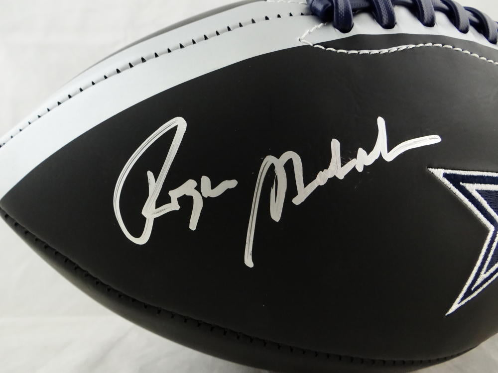 signed roger staubach football