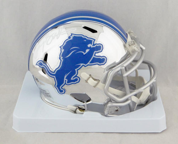 Barry Sanders Autographed Detroit Lions Chrome Mini Helmet- JSA W Auth *White