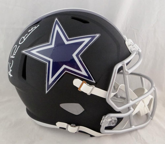 Michael Irvin Autographed Dallas Cowboys F/S Flat Black Helmet- Beckett Auth *Silver Image 1