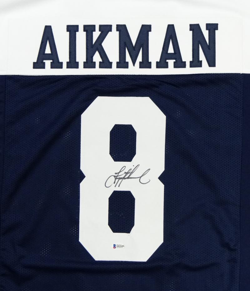 Troy Aikman Autographed Blue Pro Style STAT Jersey- Beckett W Auth *8 – The  Jersey Source