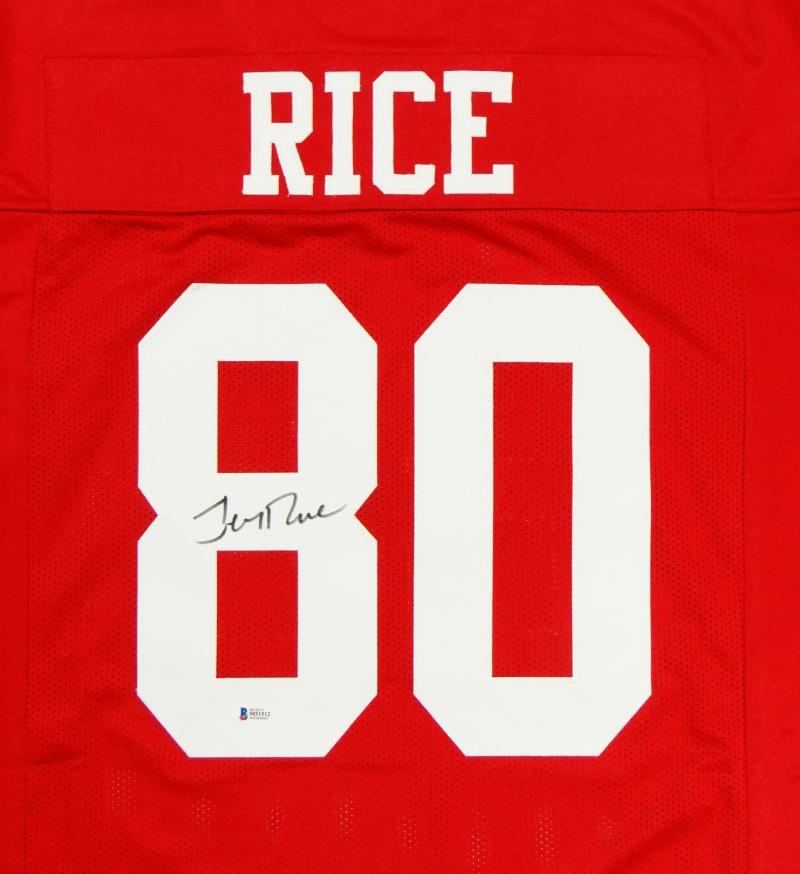 Jerry Rice Autographed Red with Gold Pro Style Jersey- Beckett W Authe –  The Jersey Source