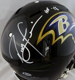 Ed Reed Ray Lewis Signed Baltimore Ravens F/S Speed Authentic Helmet w/ HOF- Beckett Auth *White Image 2