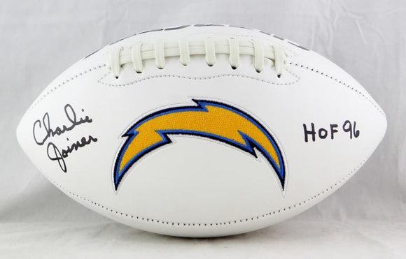 Charlie Joiner Autographed San Diego Chargers Logo Football W/ HOF- Beckett Auth