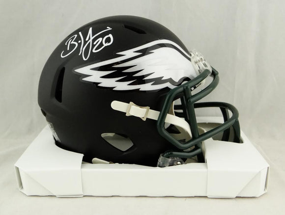 Brian Dawkins Autographed Philadelphia Eagles Flat Black Mini Helmet- JSA W Auth *White