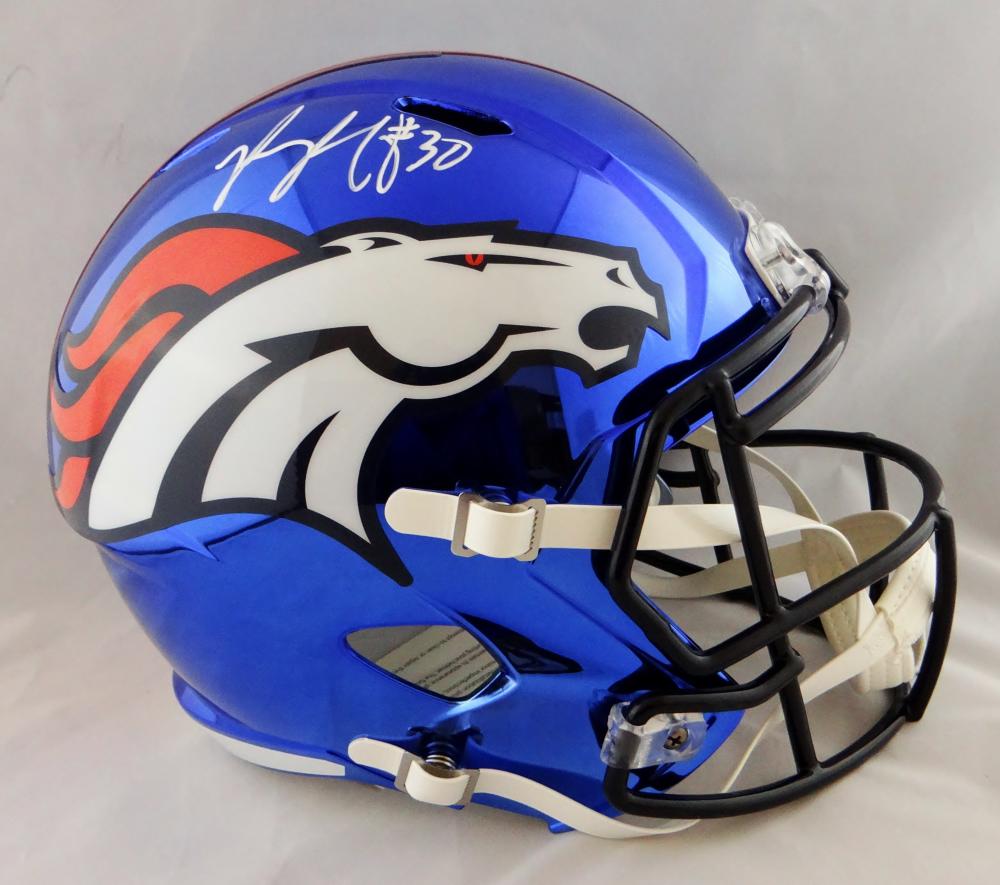 Phillip Lindsay Signed Autographed Denver Broncos Riddell Speed Replica  Helmet - JSA Authentic