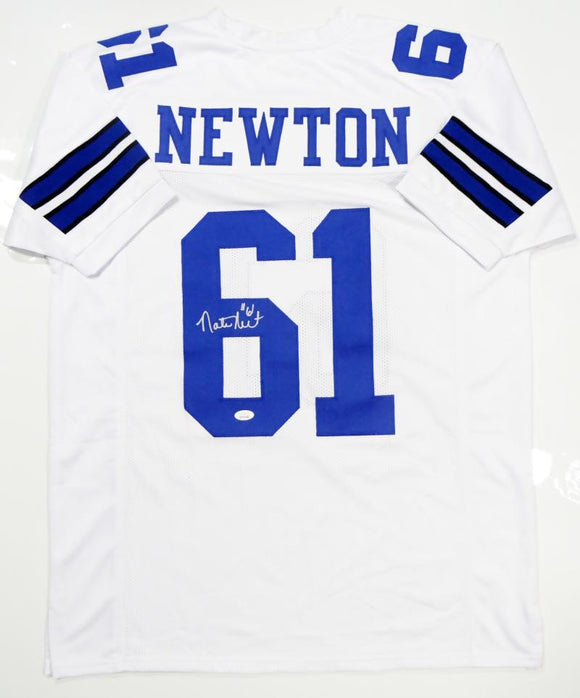 Nate Newton Autographed White Pro Style Jersey- JSA Authenticated