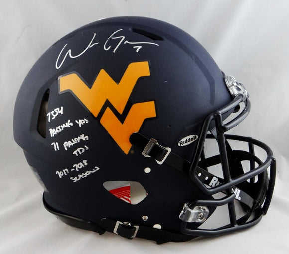 Will Grier Autographed West Virginia Speed Authentic Helmet w/ Insc- JSA W Auth *Silver