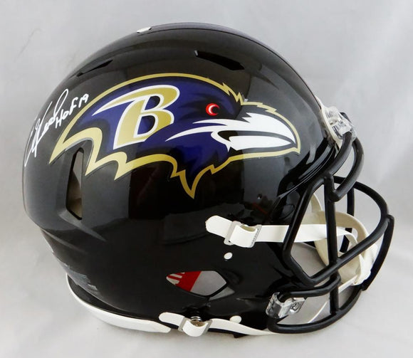 Ed Reed Autographed Baltimore Ravens F/S Speed Authentic Helmet w/ HOF- Beckett Auth *White