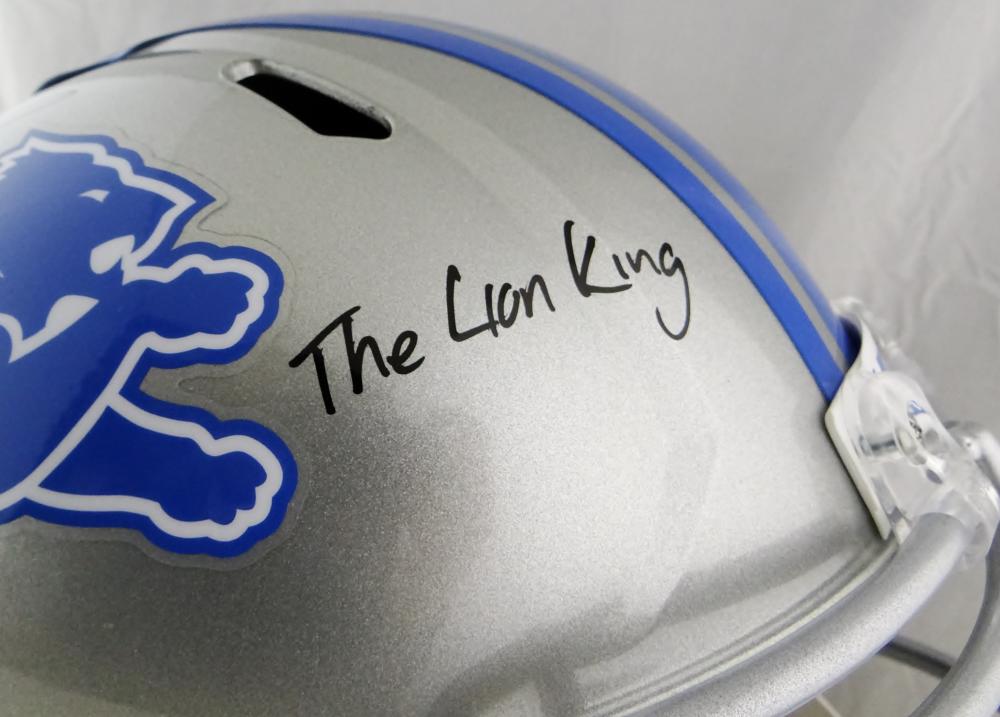 Barry Sanders Signed Detroit Lions F/S Speed Helmet W/ The Lion