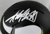 Adrian Peterson Autographed Minn Vikings Flat Black Mini Helmet - Beckett Auth *Silver