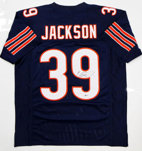 Eddie Jackson Autographed Blue Pro Style Jersey- Beckett Authenticated *9