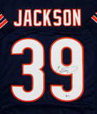 Eddie Jackson Autographed Blue Pro Style Jersey- Beckett Authenticated *9