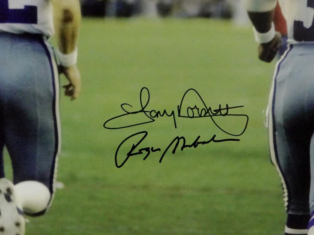 Roger Staubach Tony Dorsett Signed Dallas Cowboys 16x20 Back Photo-BAW  Holo/JSAW