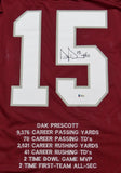 Dak Prescott Autographed Maroon College Style STAT Jersey- Beckett Auth *5
