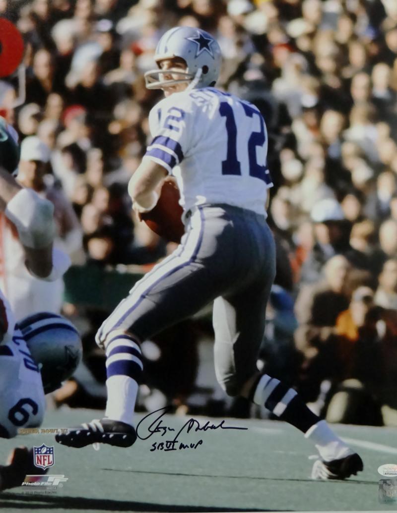 Roger Staubach Signed Dallas Cowboys Super Bowl Vi Football W/ Sb Vi Mvp