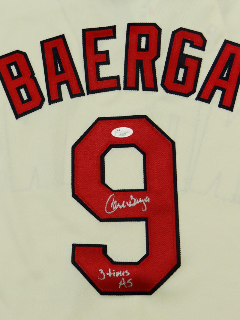 Carlos Baerga Autographed Cream Majestic Cleveland Indians Jersey w/ 3  Times AS- JSA Auth *Silver