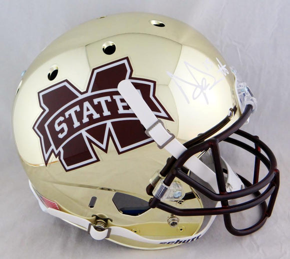 Dak Prescott Signeded Mississippi State Gold Chrome 3 F/S Helmet-Beckett Auth