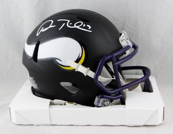 Adam Thielen Autographed Minnesota Vikings Flat Black Mini Helmet-Beckett Auth *White