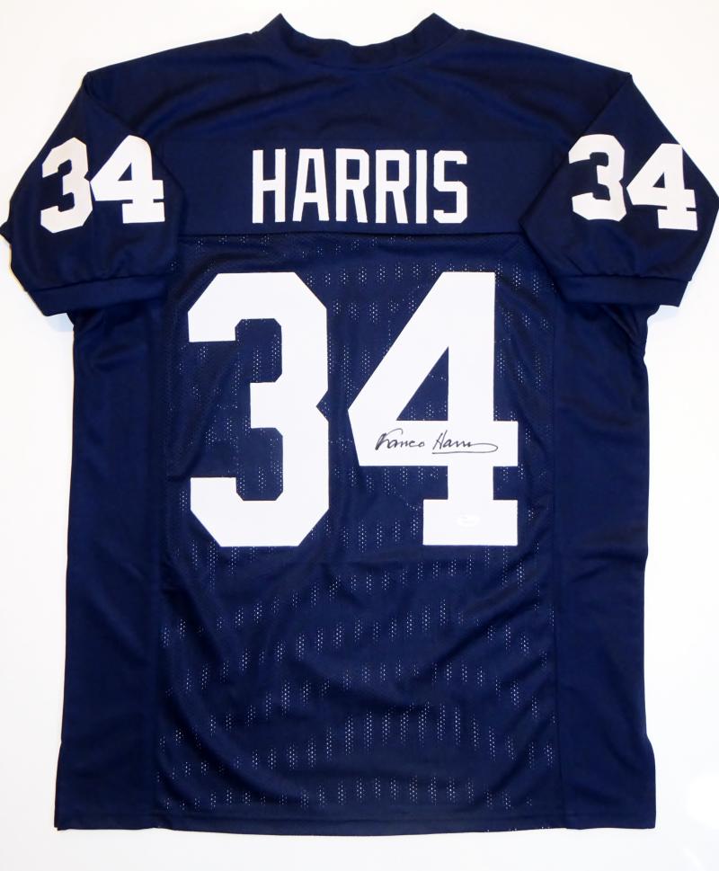 Franco Harris Autographed Custom Blue College Jersey