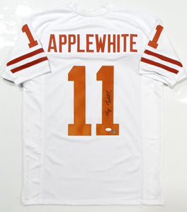 Major Applewhite Autographed White Pro Style Jersey- JSA Authenticated *R1