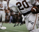 Earl Campbell Autographed Texas Longhorns 8x10 White Jersey Photo w/HT 77- JSA W Auth *Black