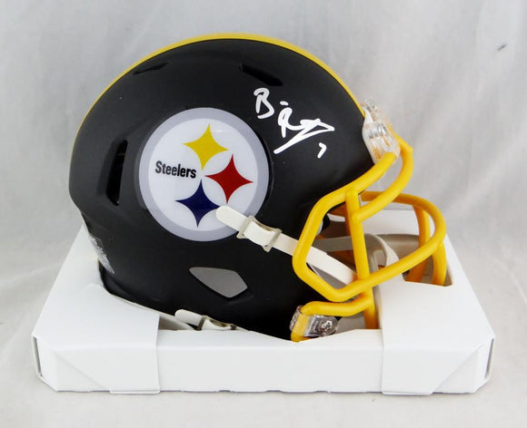Ben Roethlisberger Autographed Pittsburgh Steelers Flat Black Mini Helmet- JSA W Auth *Silver