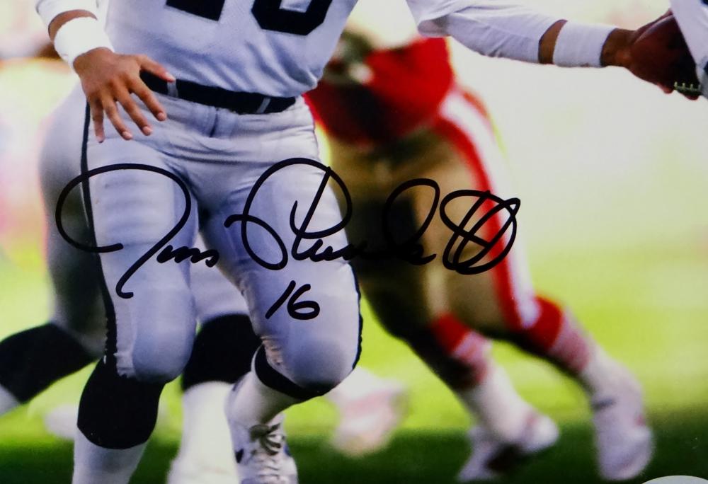 Jim Plunkett signed Oakland Raiders football 8x10 photo Beckett